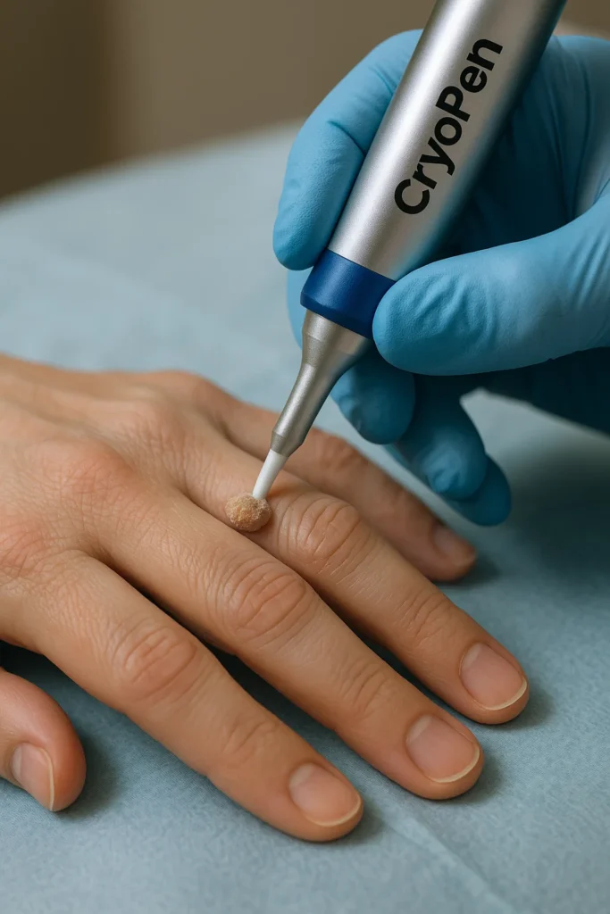 example of cryopen wart removal Dagenham treatment on a persons finger