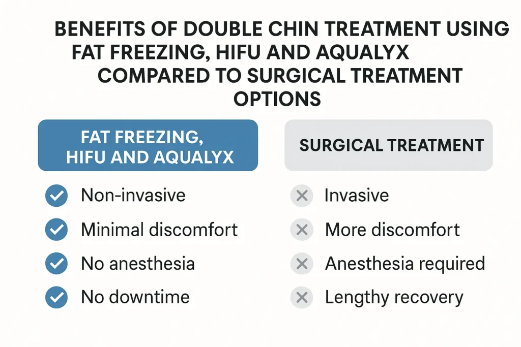Graphic about the benefits of double chin treatment Dagenham - from LA LIPO