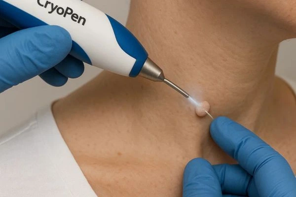 Person receiving Cryotherapy skin tag removal Dagenham